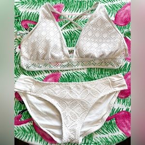 BECCA White Crochet 2 piece bikini- Sz Large